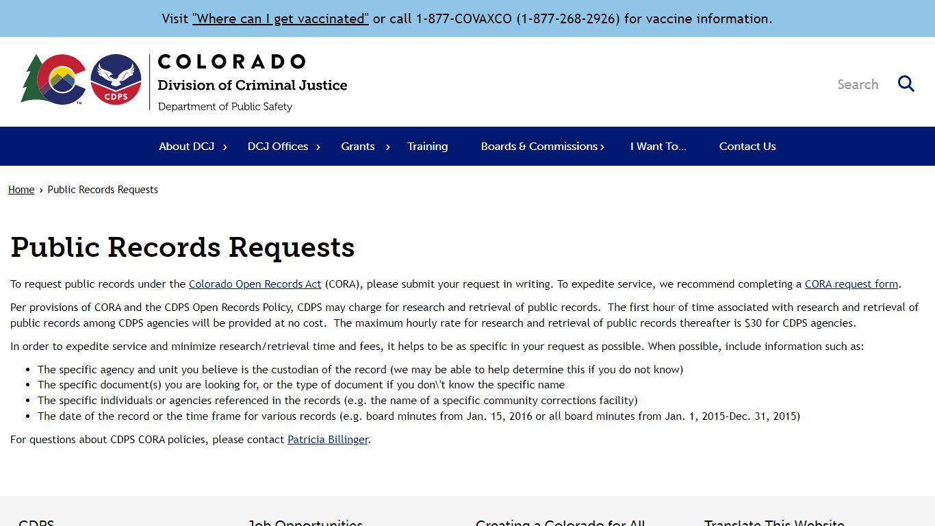 Public Records Requests | Division of Criminal Justice - Colorado